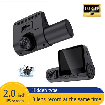 2/3 Kanal Auto DVR Drei-Objektiv Innenraumkamera Recorder Video HD1080P Dashcam Schleifenaufnahme Autoladung