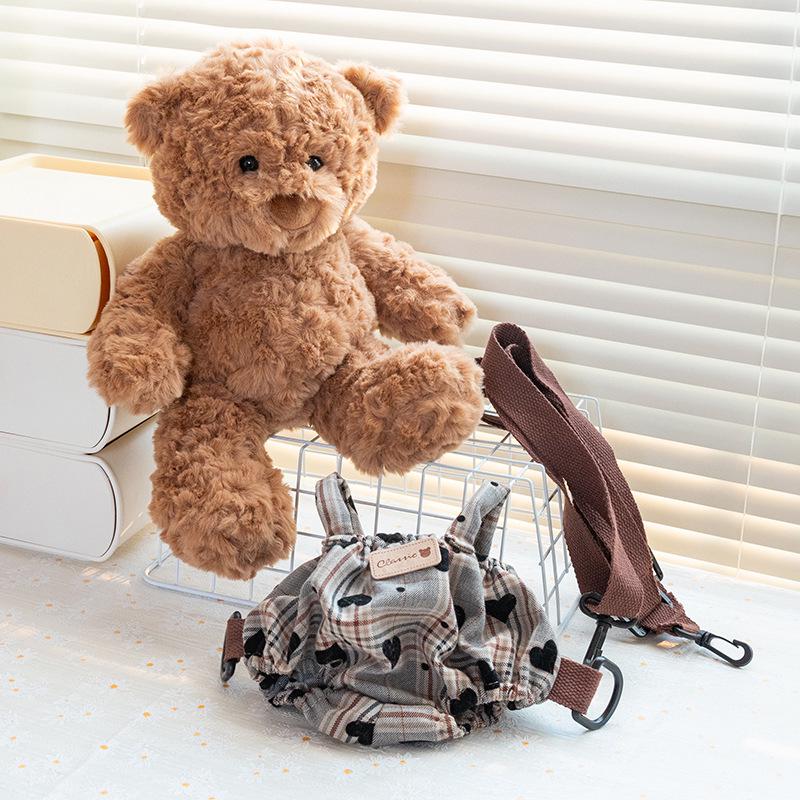 Cute Ryan Bear Plush Teddy Double Shoulder Bag - Children's Gift for Girls