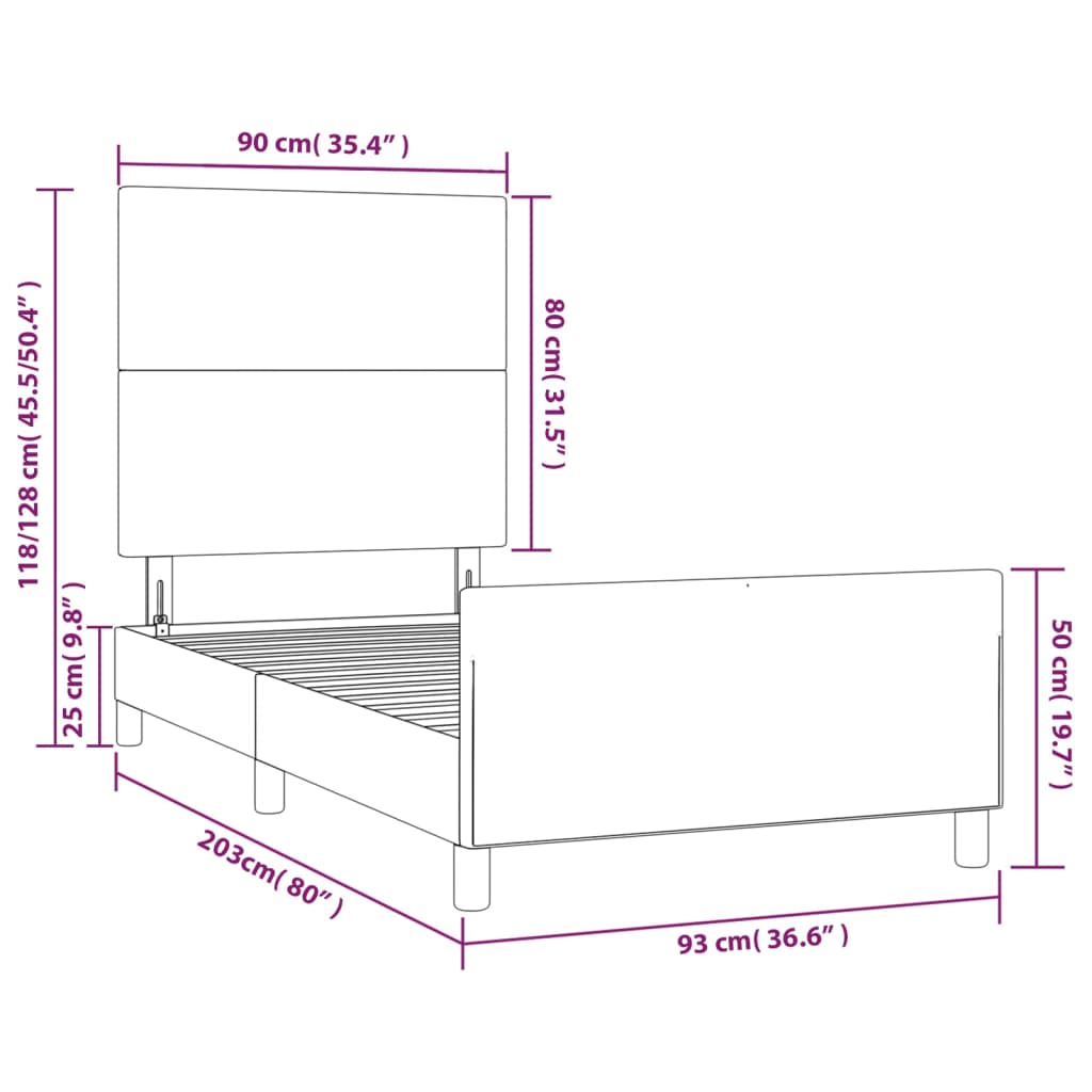 Bed Frame with Headboard Black 90 x 200 cm Velvet