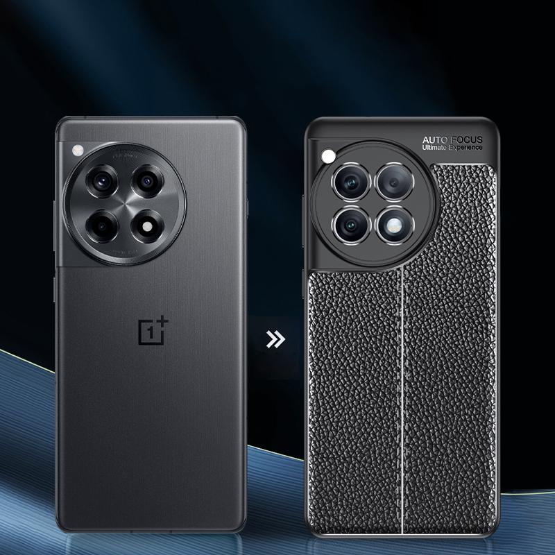 For OnePlus Ace 3 5G/12R 5G Case Litchi Texture Anti-fingerprint TPU Phone Protective Cover