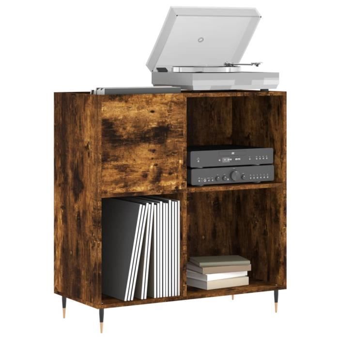 VidaXL Record Cabinet Smoked Oak 84.5x38x89 Cm Engineered Wood 831769