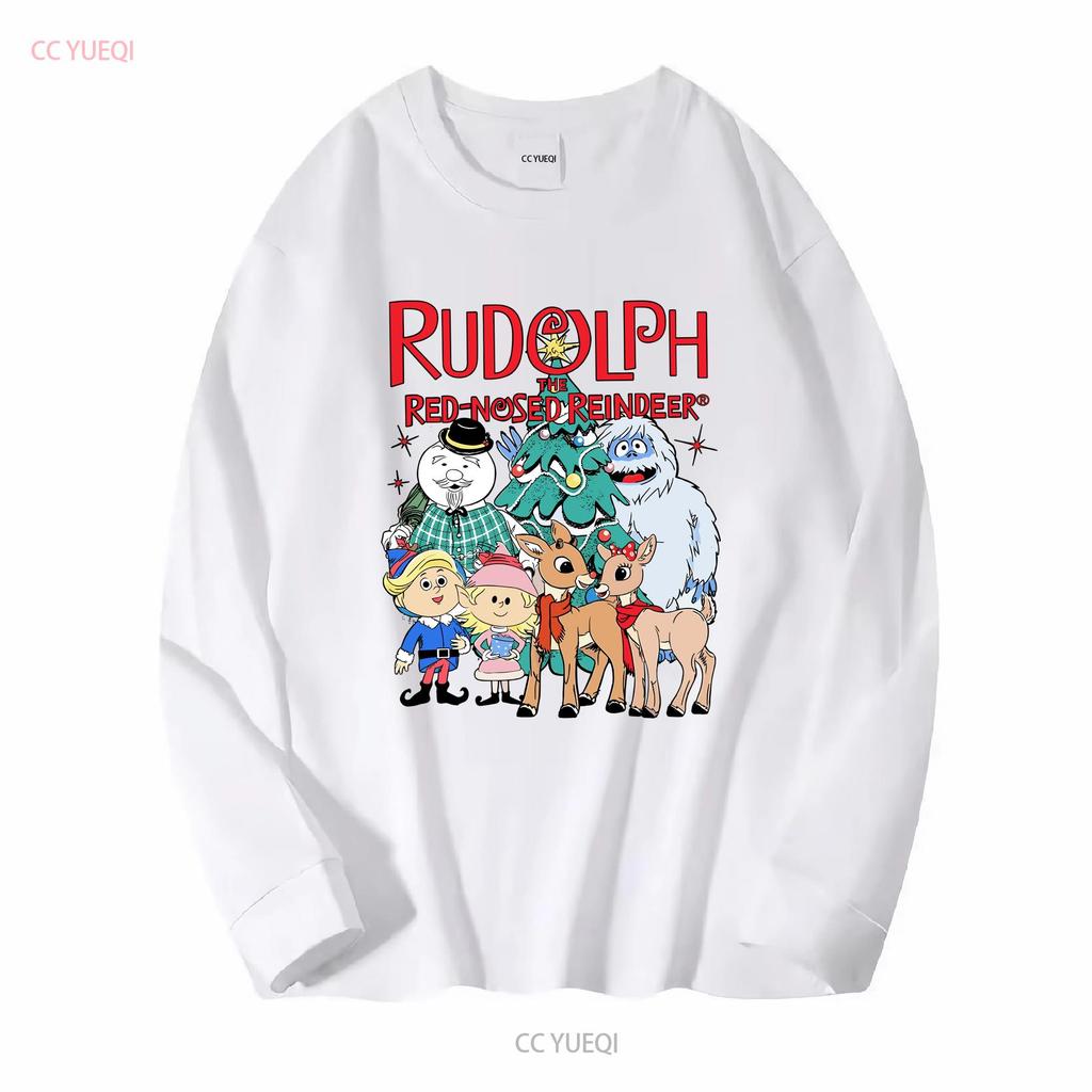 Rudolph The Red Nosed Reindeer Christmas T Shirt Vintage Movie Cute long or short sleeves vintage Washed Versatile graphic