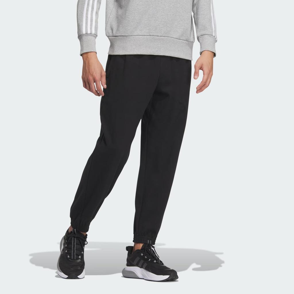 Adidas Logo Solid Color Joggers Men Bottoms Black IQ1383