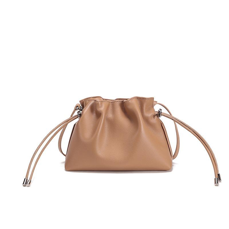 Leather Women's Bag Handbag New Drawstring Small Bag Pleated Cloud Bag Shoulder Messenger Bag