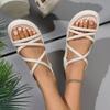 Fashion 2025 Ladies Shoes on Sale Narrow Band Women's Sandals Platform Casual Sandal Women Elastic Band Round Toe Flat with Shoes Female