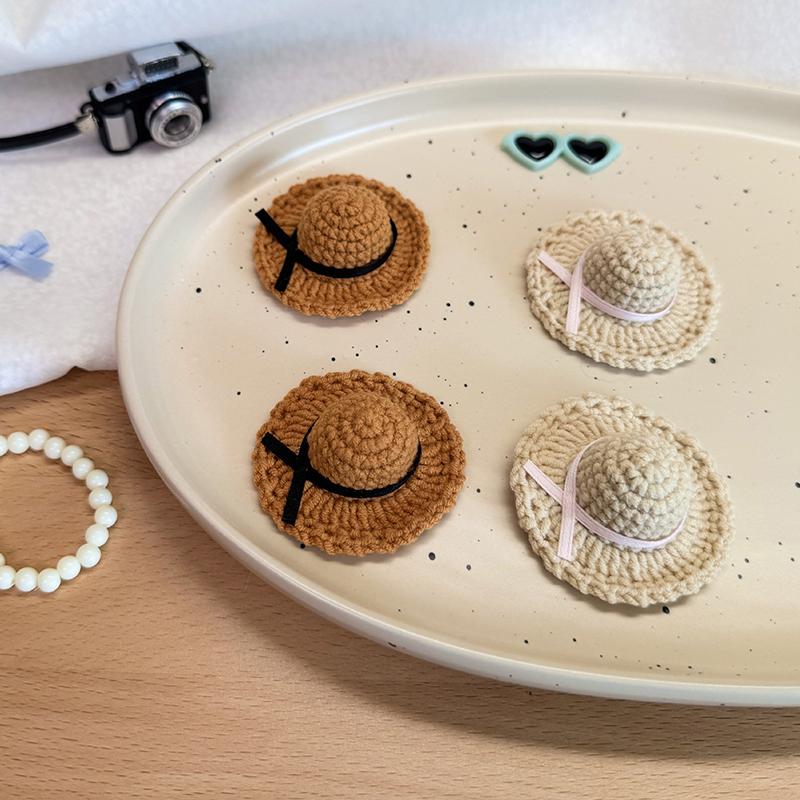 Puppe Mini Gestrickt Gewebt Stroh Hut Hut Simulation Handgemachte Hüte Spielzeug Puppe Verkleidungszubehör Für Kinder Rollenspiel Spielzeug