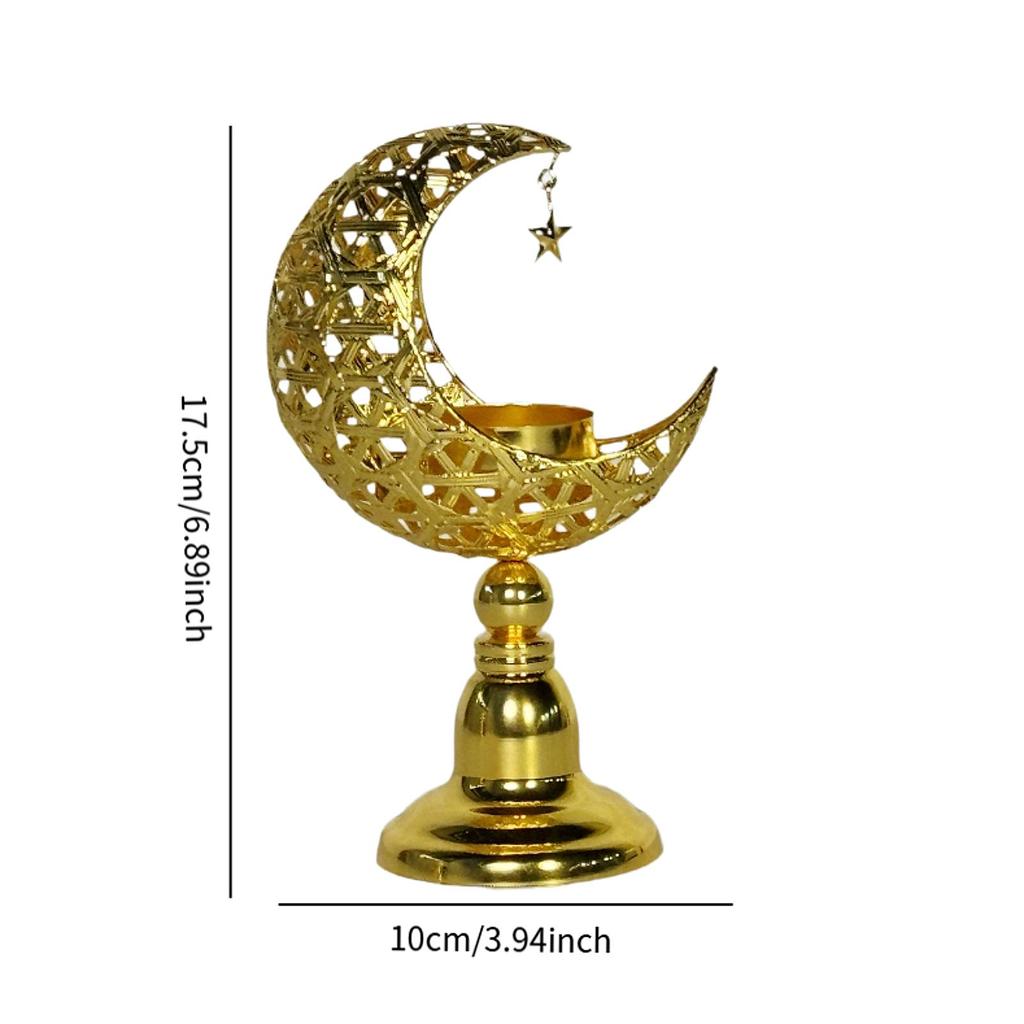 Moon Shaped Candle Holder Metal Candlestick Eid Mubarak for Hotel Party Supplies Housewarming Festival Prayer Votive Candle