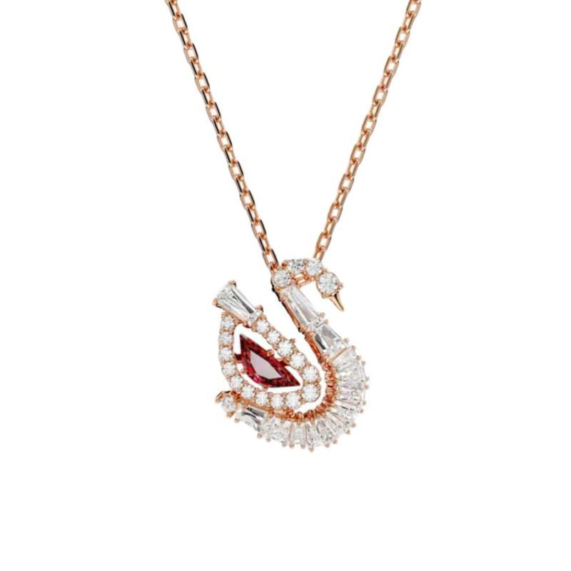 Swarovski Swan Zirconia Necklace Unisex Necklace Red 5732413