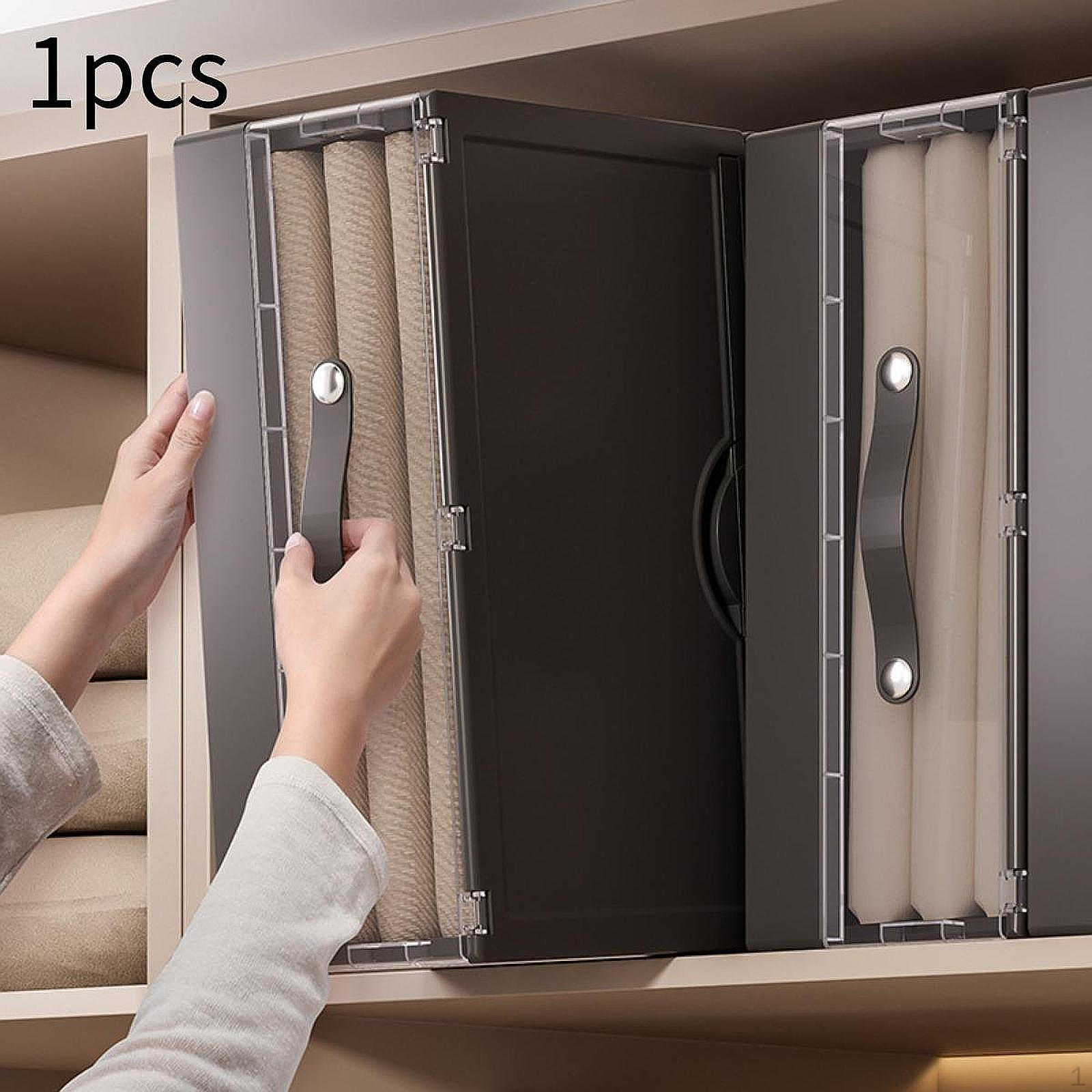 

Bedding Organizer Box Space Saving Practical Stackable Portable Storage Container Lidded Bin чорний