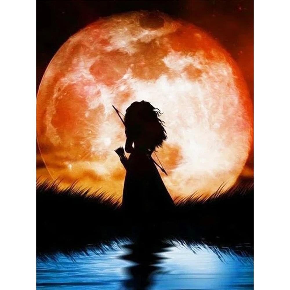 

Disney Diamond Painting: Brave Merida Theme Silhouette Illustration 5D Cross Stitch Hanging Print 5D Puzzle Mosaic Embroidery Home Decor Round 20x30cm