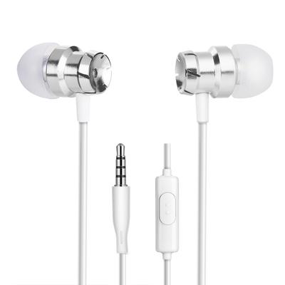 Luxury Sport Hands Free Earphones 3.5mm Jack Wired In Ear Stereo Deep Bass Headphones Silver