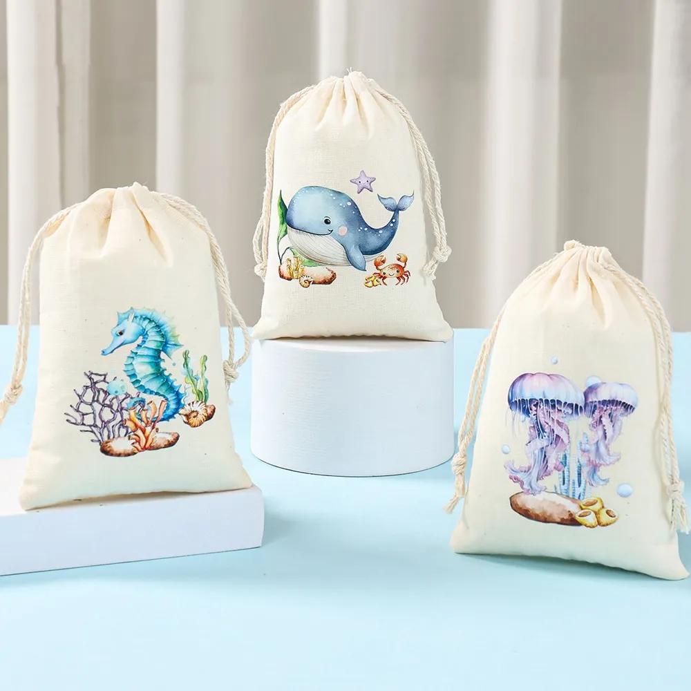 Fabric bags for storage, for Christmas gifts, linen gift bags 15 * 10 cm, 12 pcs.
