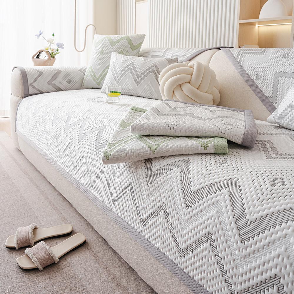 

Summer Cool Ice Silk Sofa Cushion Light Luxury High-End Sofa Cushion Cover New Summer Fixed Non-Slip 70*70cm серый