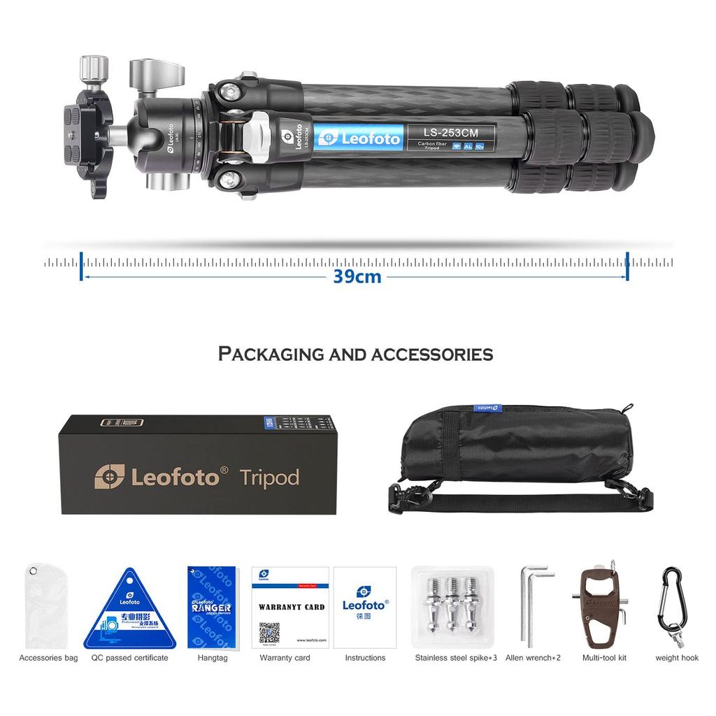 Leo Photo LS Ranger Carbon Small Tripod Head Set LS-253CM+LH-30