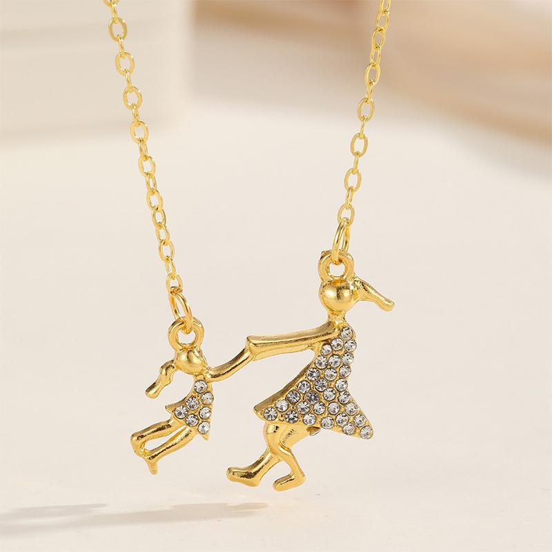 

Female Crystal Zircon Cute Mother And Daughter Pendant Necklace Jewelry Mother S Day Gift золотий