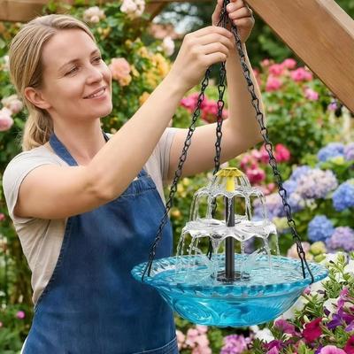 Creative Solar Bird Bath Floating Water Feature Hummingbird Bathing Bowl  Home Garden