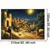 2D plane  1 piece of Bethlehem Christmas background cloth - starry night scene of shepherds and baby Jesus  durable polyester