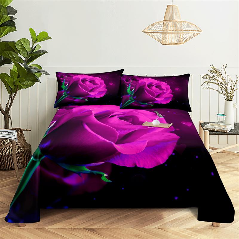 Red Rose Duvet Cover Set 3D Print Romantic Theme Valentine's Day Gift Polyester Comforter Cover with Pillowcase King Queen Size
