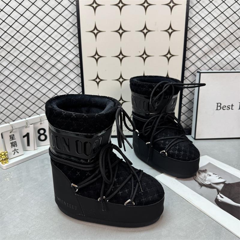 Waterproof version of moon snow boots women's winter new medium and high tube lace-up cotton shoes non-slip warm ski shoes