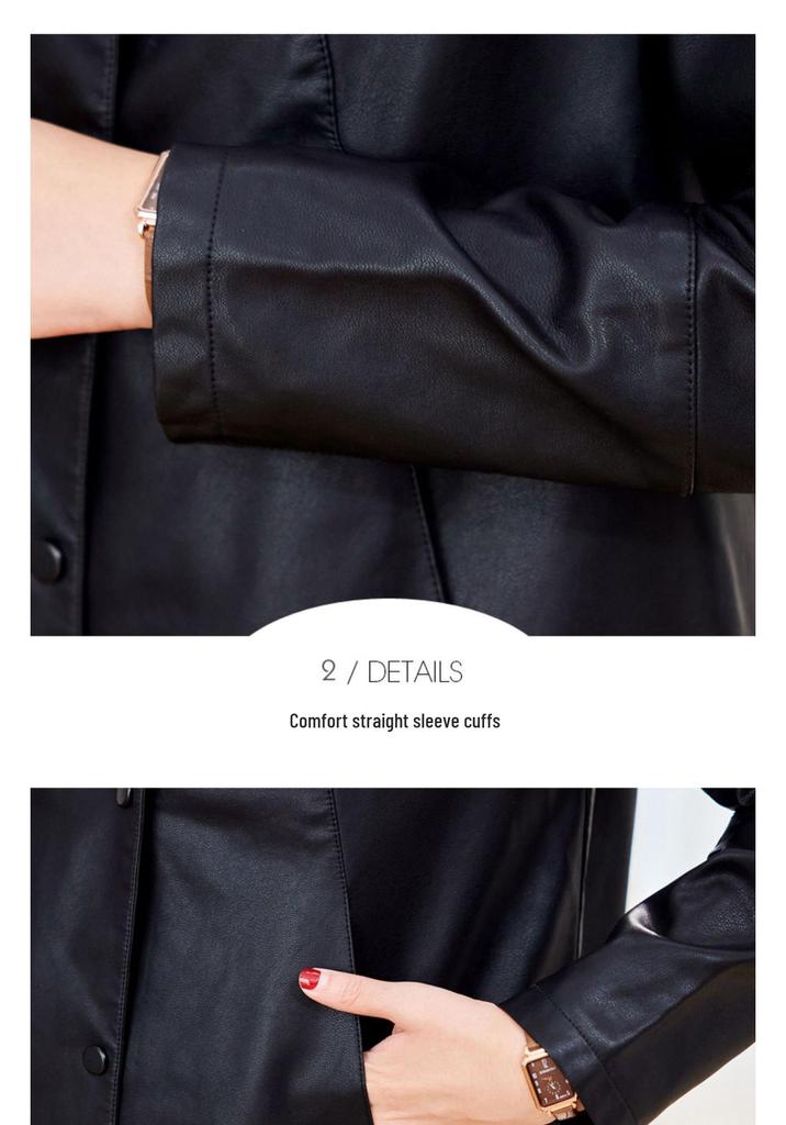 Stylish Women's Genuine Leather Jacket - Slimming Autumn Short Coat for Versatile Fashion