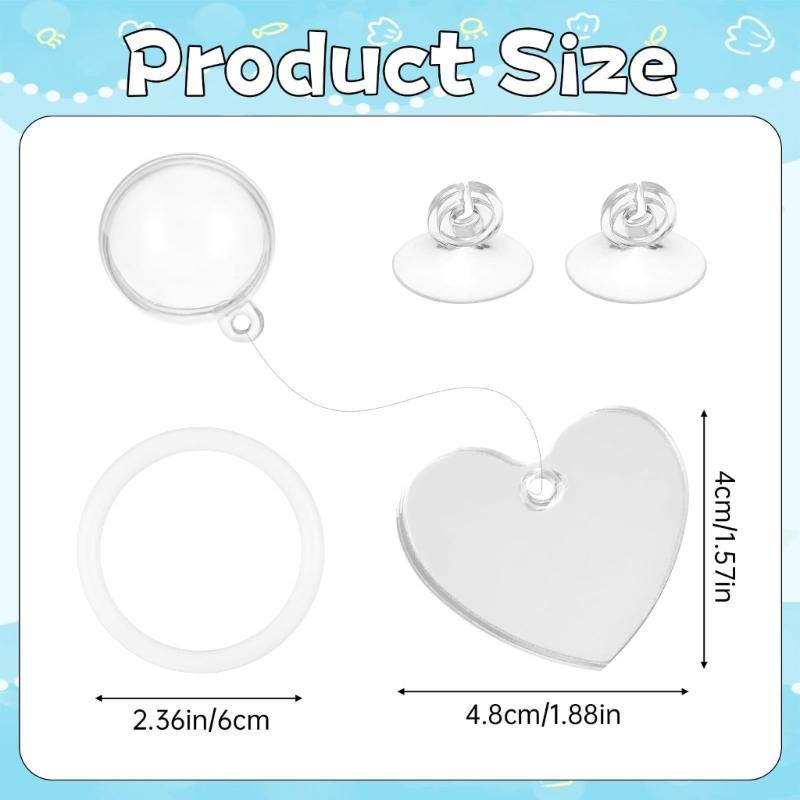 Floating Betta Exercise Rings Heart Mirror Toy Floating Round Rings FishTank Antidepressant Betta Rings