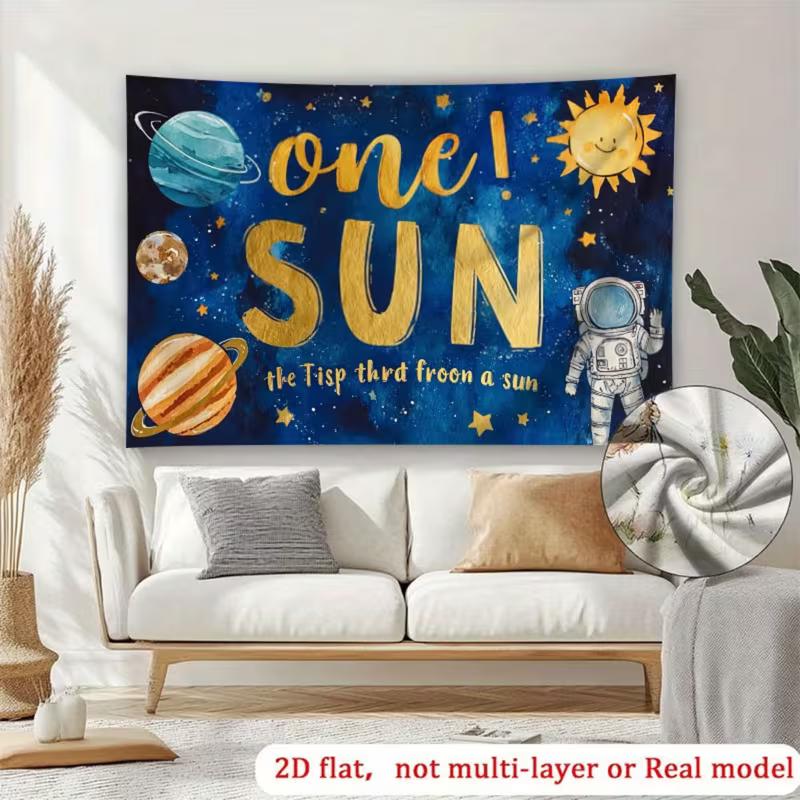 

2D Sun Planets 1st Birthday Photography Background Cloth 47.2x31.5inch/120*80cm