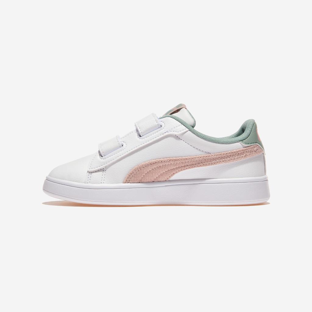 Puma Smash 3.0 Girl Velcro Preschool [PKI40341801-PUMA White-Mauve Mist-Light Moss]