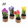 Mini Fake Flowers for Desk Artificial Plants with Vase, Small In Handwoven Seagrass Indoor Greenery Baskets, Realistic Faux Floral Arrangement