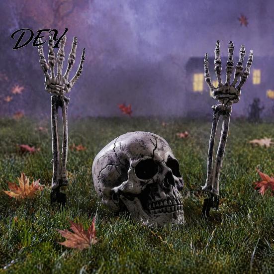 Waterproof Haunted House Decor Realistic Skeleton Stake, Spooky Halloween Skull Hand Yard Human Bone Stakes Sign for Outdoor Garden Lawn Graveyard