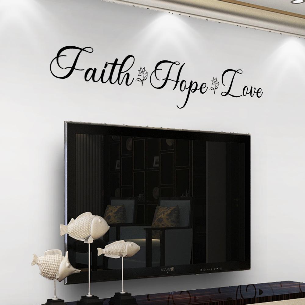 WZ9047 English Slogan Faith Hope Love Bedroom Living Room Beautification Wall Sticker