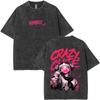 Washed Vintage Anime My Hero Academia Himiko Toga Graphic T-shirt   ga Casual T-shirts Unisex Y2k Oversized T Shirts