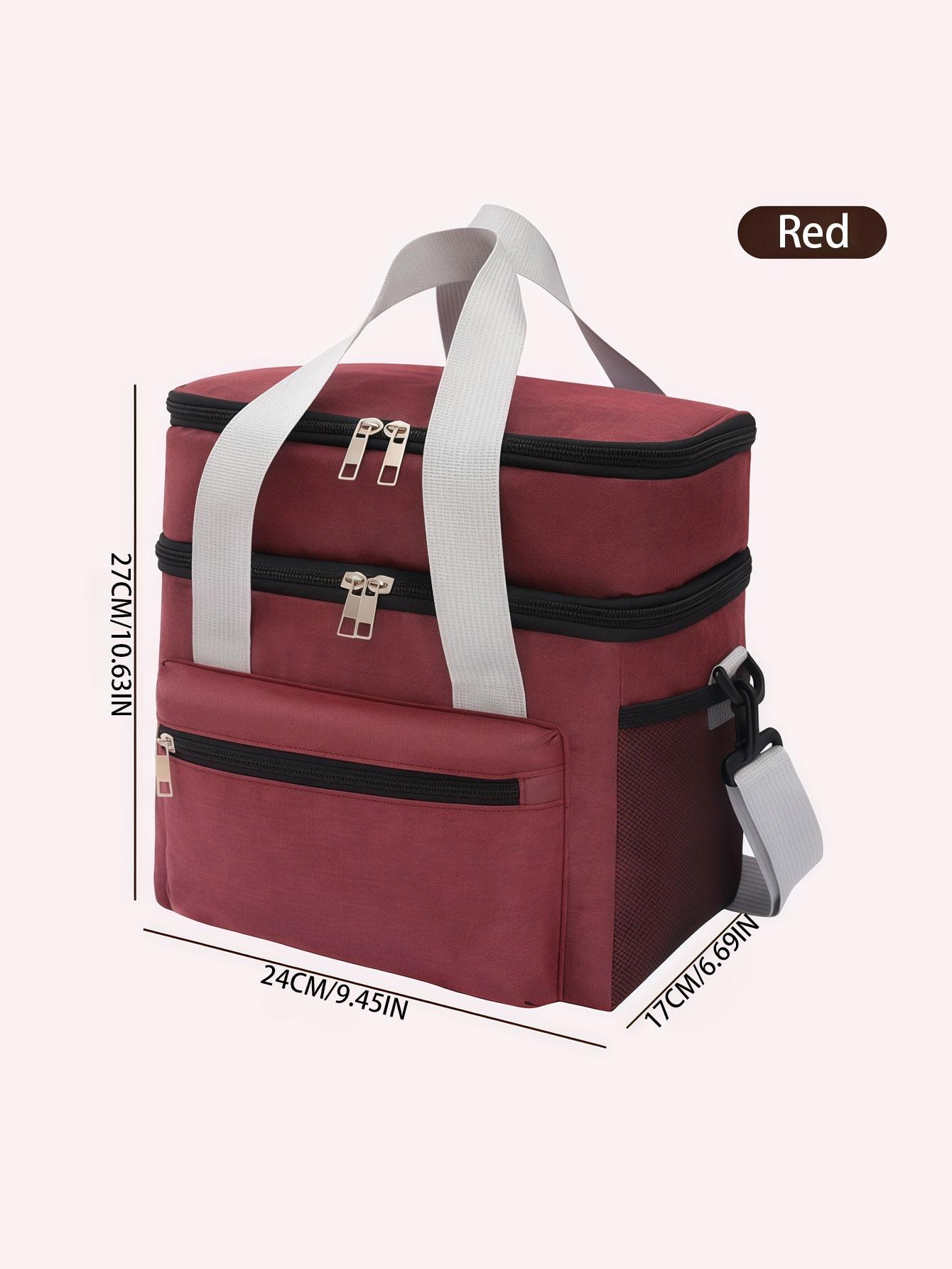 1PC large capacity double-layer lunch box insulation bag, waterproof lunch box, outdoor picnic preservation crossbody bag