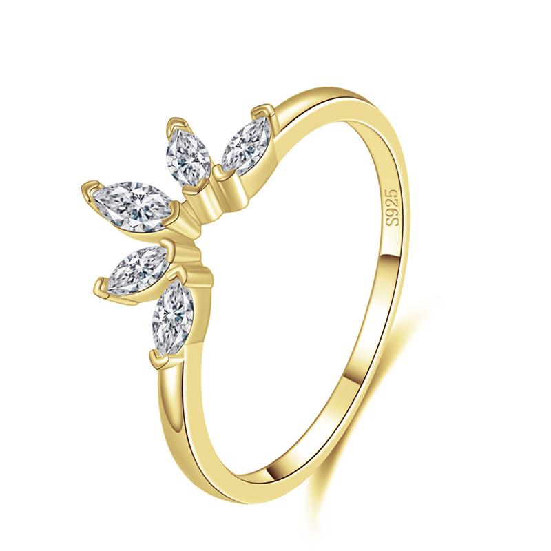 

New 100% 925 Sterling Silver Rhombus AAA Clear CZ Crown Fashion Gold Color Finger Ring For Women Fine Wedding Jewelry 5
