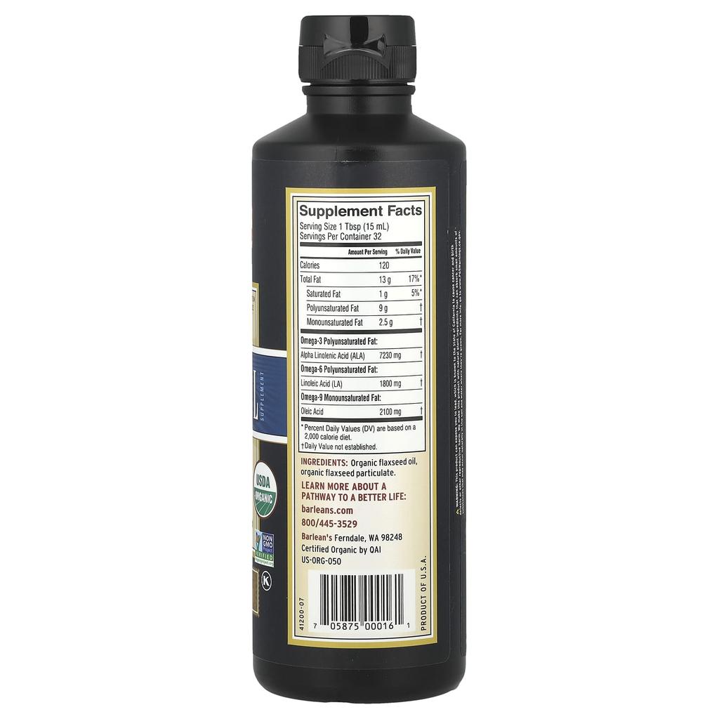 Barlean's Organic Lignan Flax Oil, 473 Ml (16 Fl Oz)