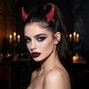 Rhinestone Devil Horns for Halloween Magnetic Hair Accessories Cosplay, Sparkling Detachable Horn Ornaments 3D Clips with Strong Suction Holiday