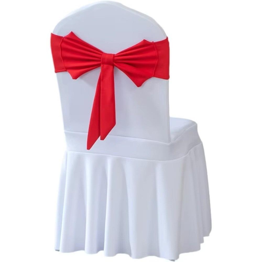 Spandex Chair Sash Ready Made Satin Ribbon Bows Chair Bands  Wedding Banquet Events Decoration