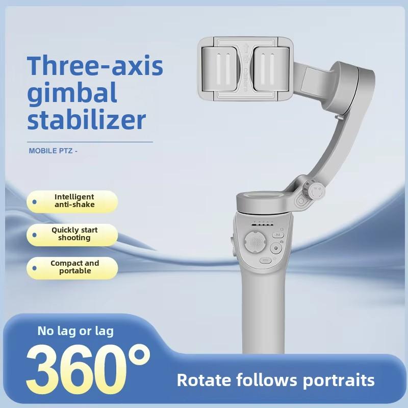 New M01   3-axis Smart Gimbal Handheld Stabilizer Selfie Tripod with Fill Light for Smartphones, Foldable, Smart Face Tracking, Live Frame Stabilizer