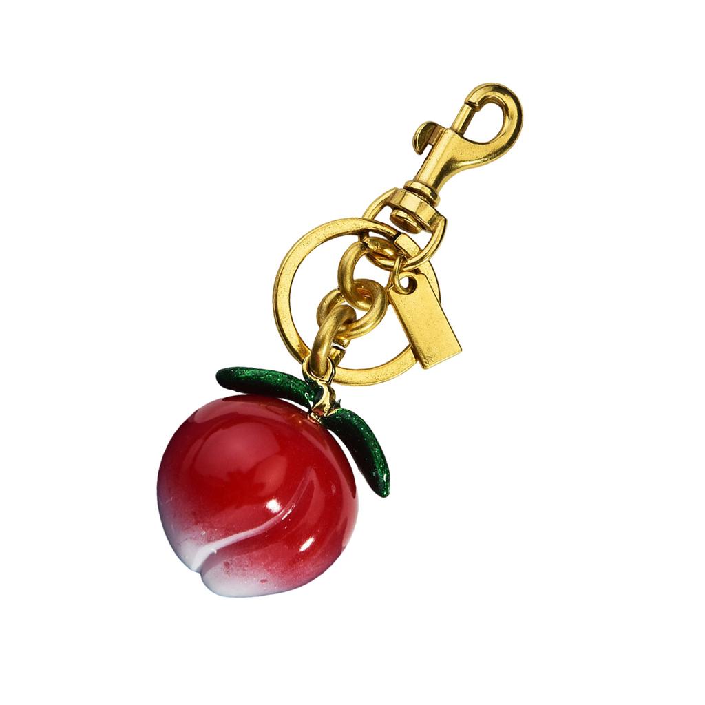 Cute Peach Shaped Keychain Alloy Resin Key Ring Accessory Decorative Bag Hanging Decoration Gift for Women Girls