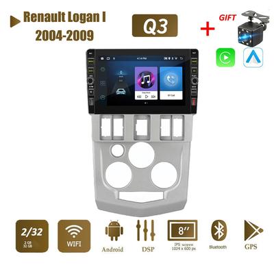 8 inç Android Renault Logan I 2004-2009 Düğme Düğmesi Ile Araba CarPlay Radyo Video Multimedya GPS Oynatıcı 2 + 32 GB