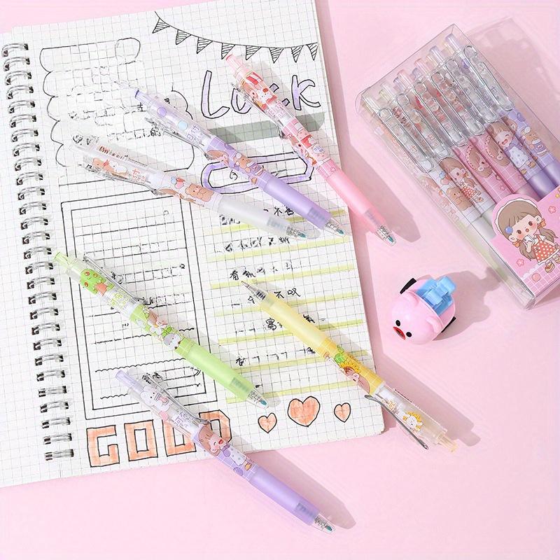 Back To School Season 2pcs 0.5mm Creative Cartoon Girl Metal Hook Press Pen Girl High-looking Neutral Pen Student Cute Sign Pen