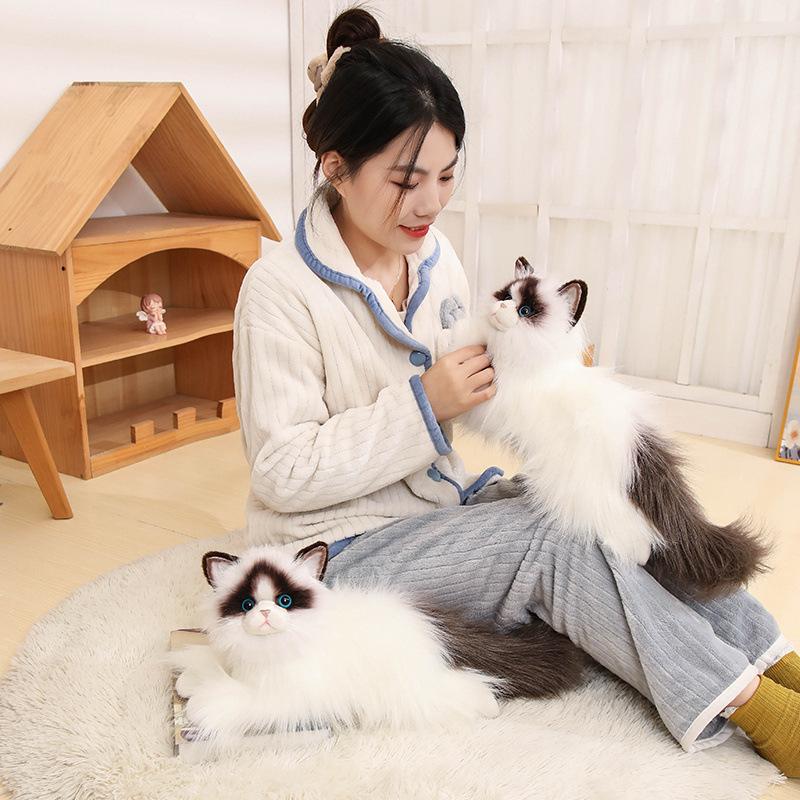 Simulation Long-haired Ragdoll Cat Doll Cute Kitten Plush Toy Doll Sleeping Pillow Girl Gift Doll