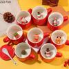 Christmas Animals Ceramic Cups Afternoon Tea Teacup Milk Fruit Juice Container Xmas Decorative Coffee Cup Red Porcelain Mugs