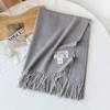 Solid color imitation cashmere scarf women's metal standard shawl women's high-grade relaxation camel-colored warm scarf