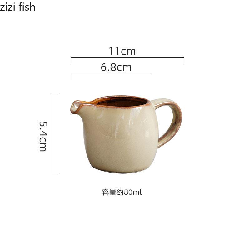 Kiln Changes Creative Ceramic Milk Jug with Handle Restaurant Steak Sauce Pot Milk Pot Gravy Boats Kitchen Retro Seasoning Tools