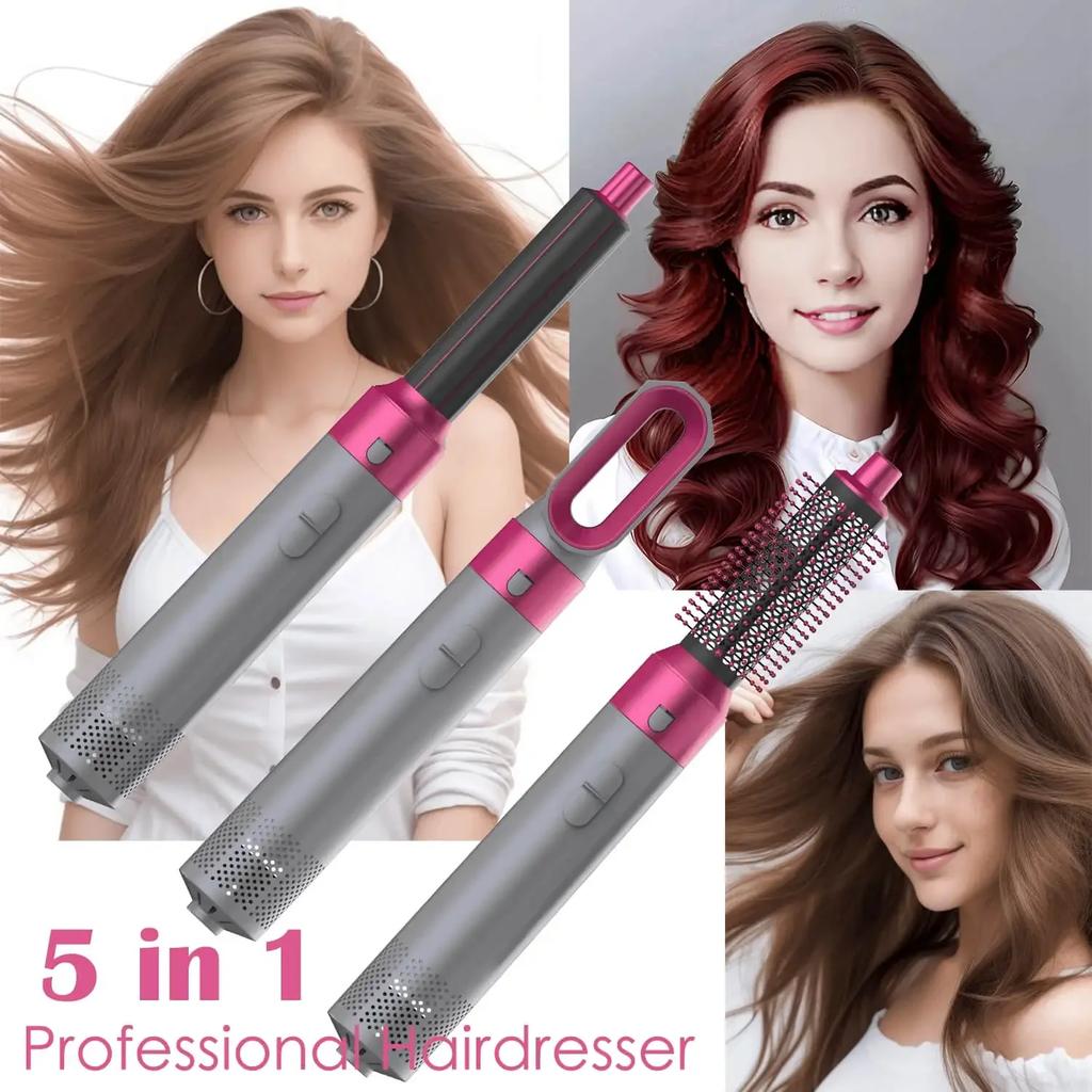 5 In 1 Hair Dryer Comb Set Professional Hot Air Styler For Hair Curling Straightening And Volumizing At Home