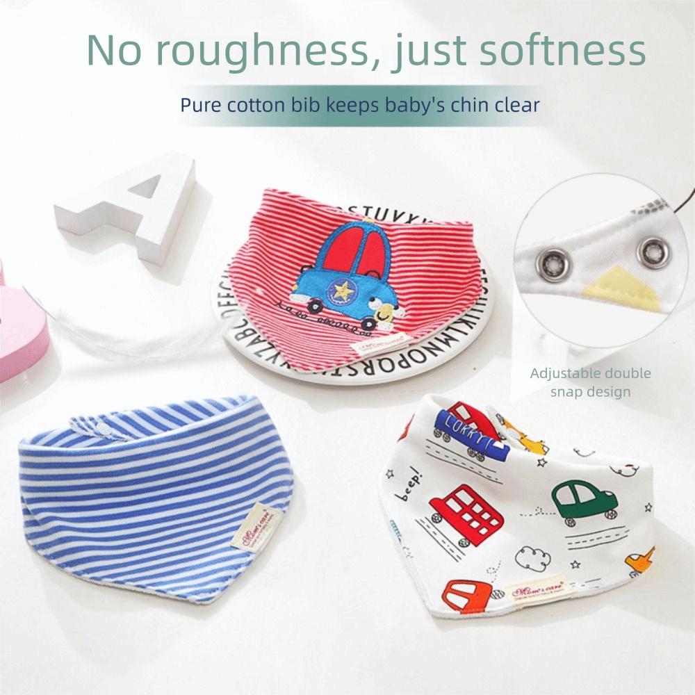 Soft Texture Drool Bibs Stripes Pattern Saliva Towels 3pcs Set Bandana Bibs Burping Time