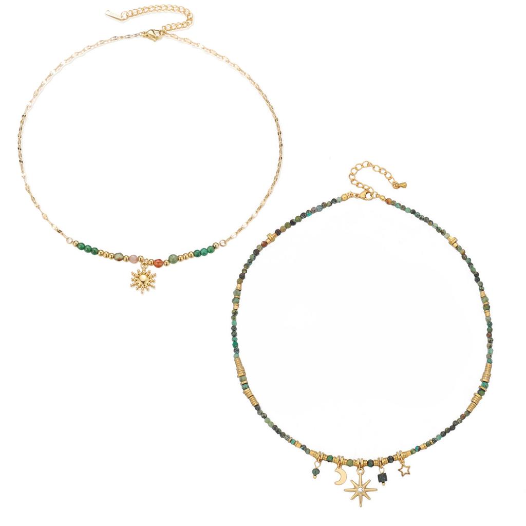 Stylish Sunflower Pendant Necklace Colorful Beads Necklace Adjustable Chain Necklace Neck Jewelry Perfect Gift for Women