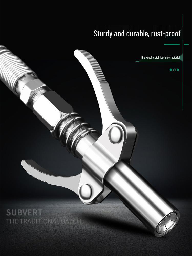 High-Pressure Self-Locking Grease Nozzle with Pliers-Type Grip and Flat Head for Electric, Pneumatic, or Manual Grease Guns