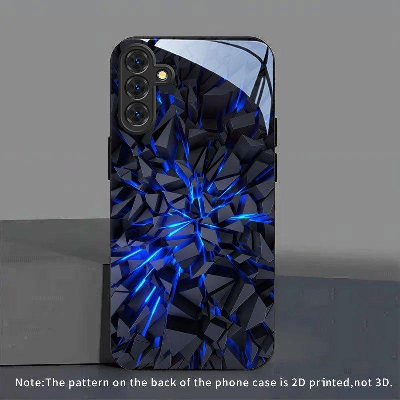 Geometric Fragment Pattern Glass Phone Case Suitable for Samsung GalaxyS26 S25 S24 S23 S22 S20FE/Ultra/Plus Anti Drop Back Cover