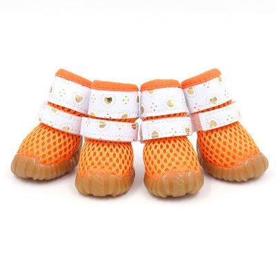 4 Pcs/set Breathable Dog Shoes Cute Anti-Slip Dog Boots Soft Candy Colors Dog Shoes Mesh Pug Products